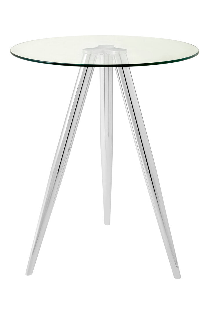 Porto Round Glass Bar Table with Chrome Legs