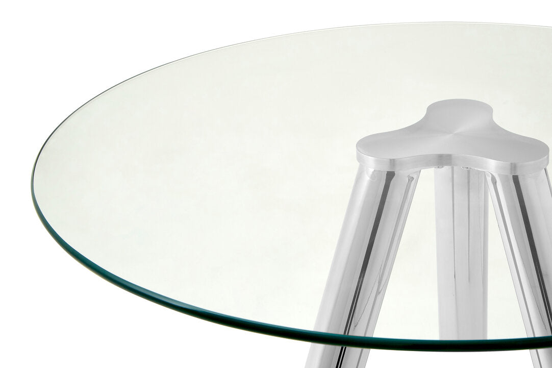 Porto Round Glass Bar Table with Chrome Legs
