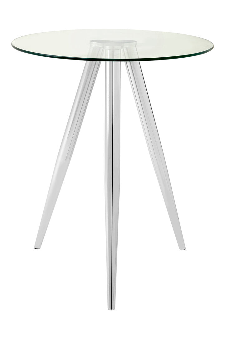 Porto Round Glass Bar Table with Chrome Legs