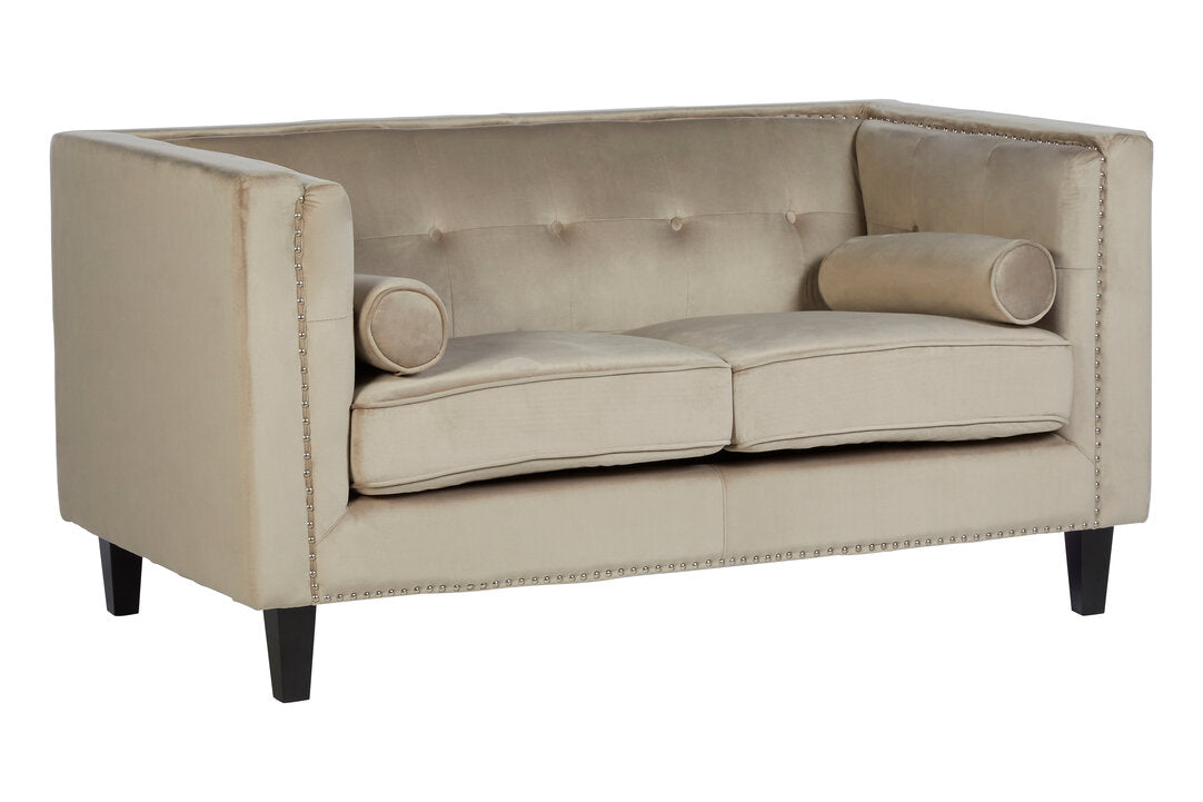 Soho Two Seater Mink Velvet Sofa