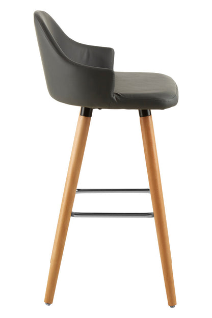 Richmond Grey Faux Leather Bar Stool with Beechwood Legs
