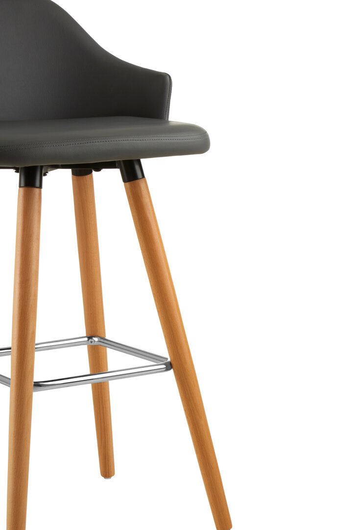 Richmond Grey Faux Leather Bar Stool with Beechwood Legs
