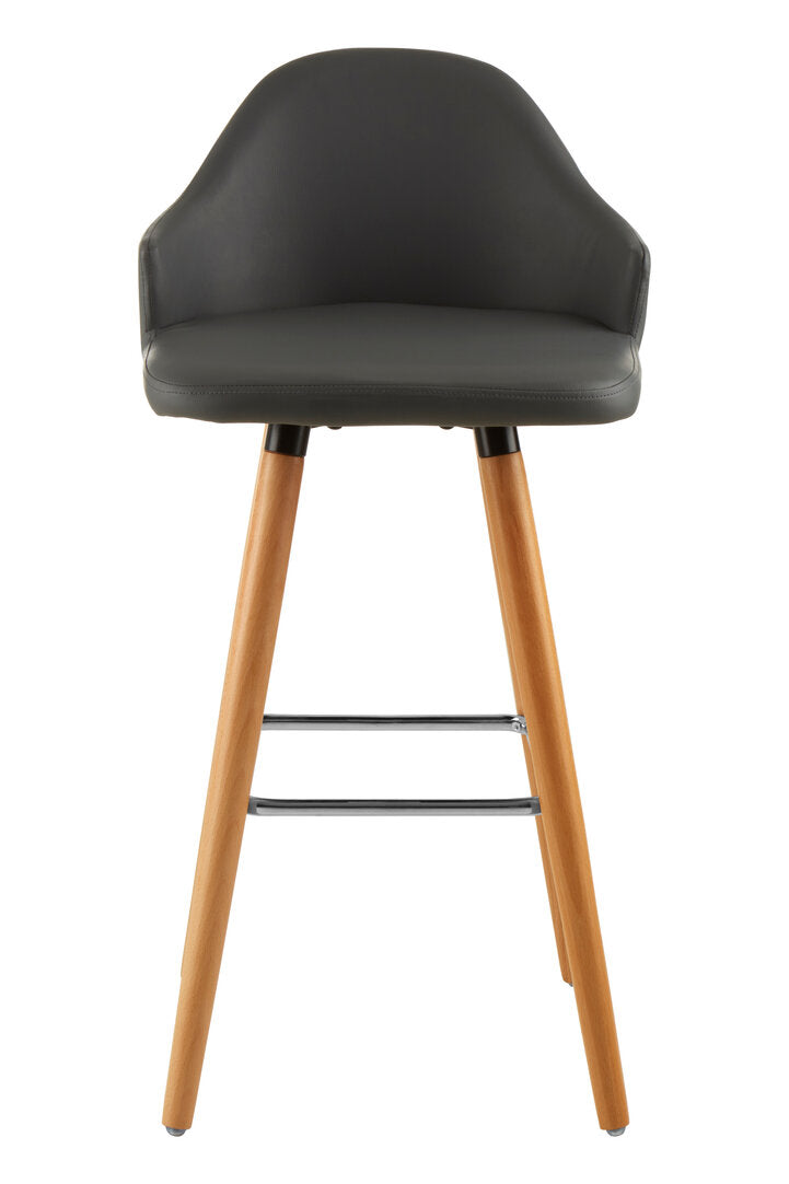 Richmond Grey Faux Leather Bar Stool with Beechwood Legs
