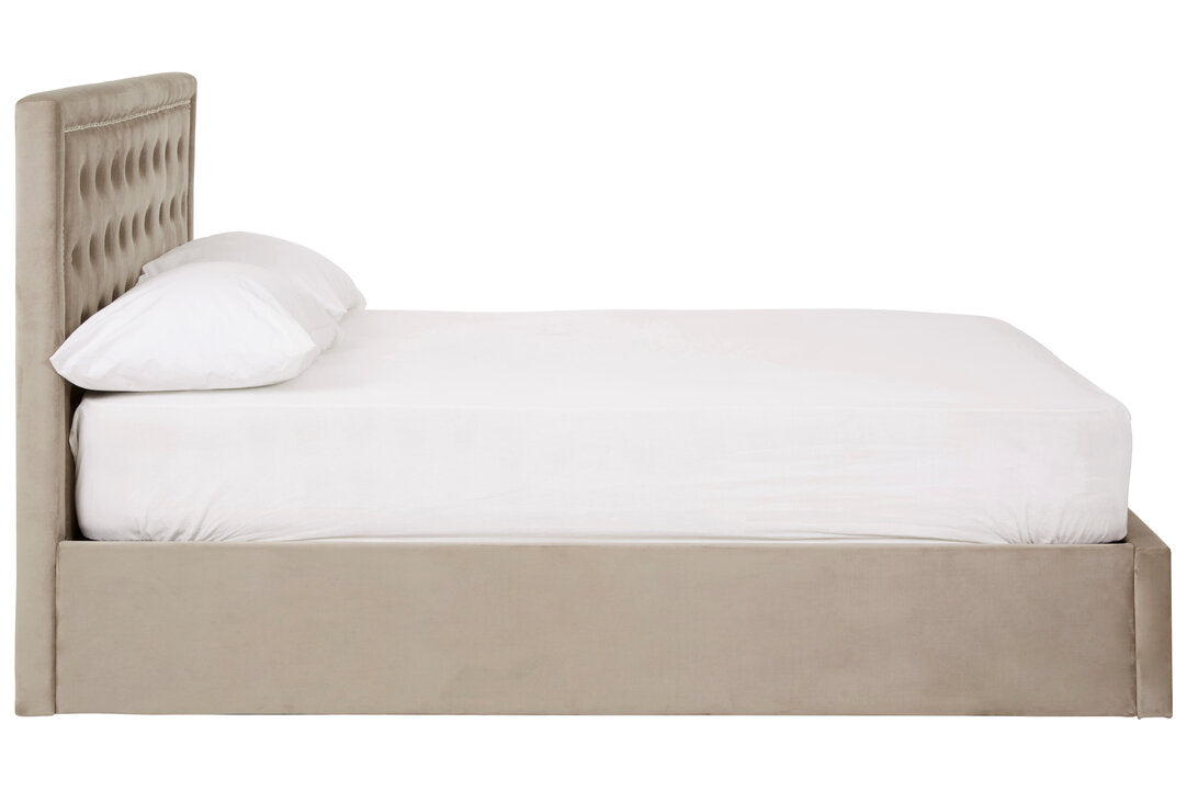 Brighton Mink Velvet Ottoman Double Bed