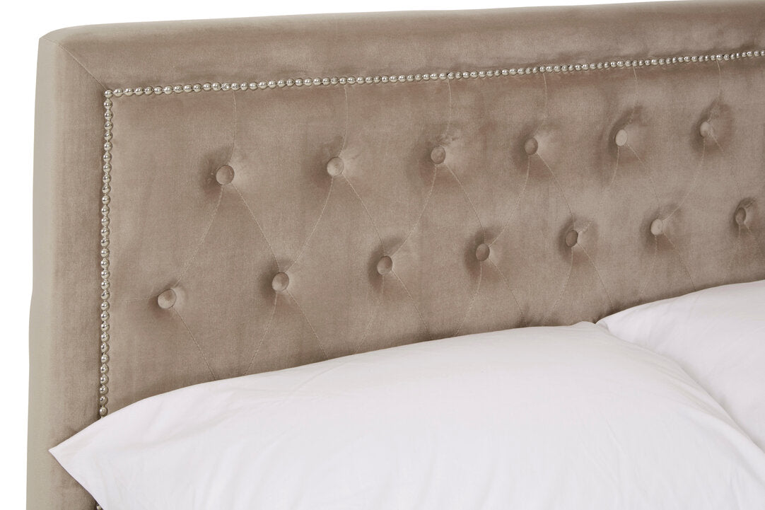 Brighton Mink Velvet Ottoman Double Bed