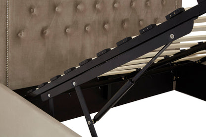 Brighton Mink Velvet Ottoman Double Bed