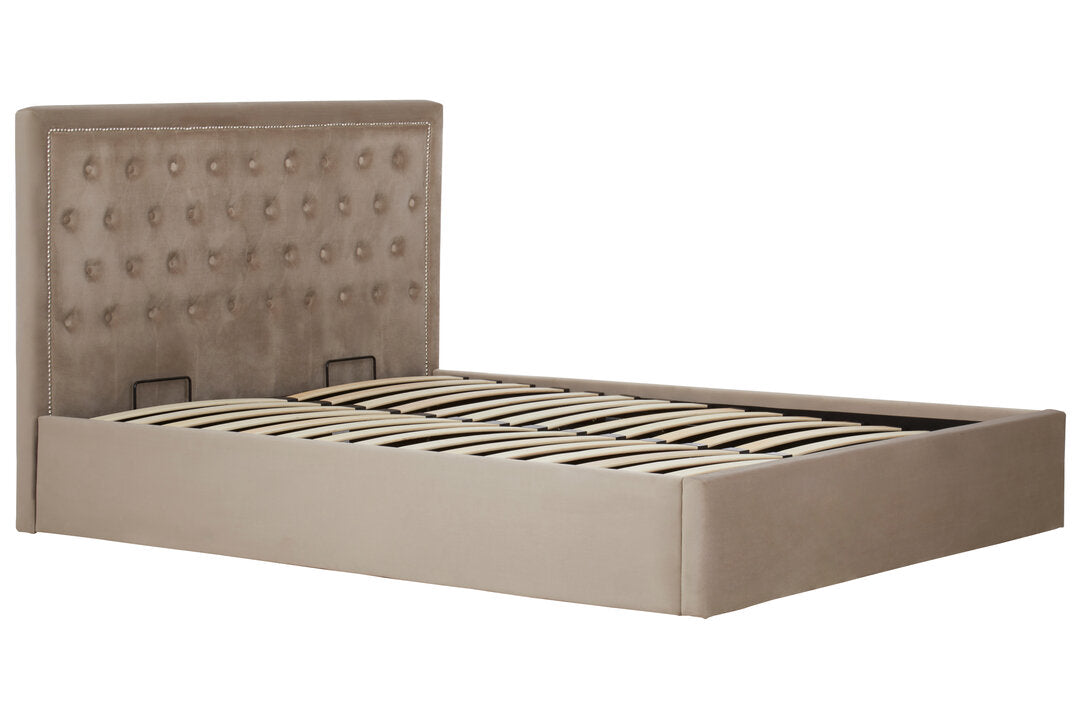 Brighton Mink Velvet Ottoman King Bed