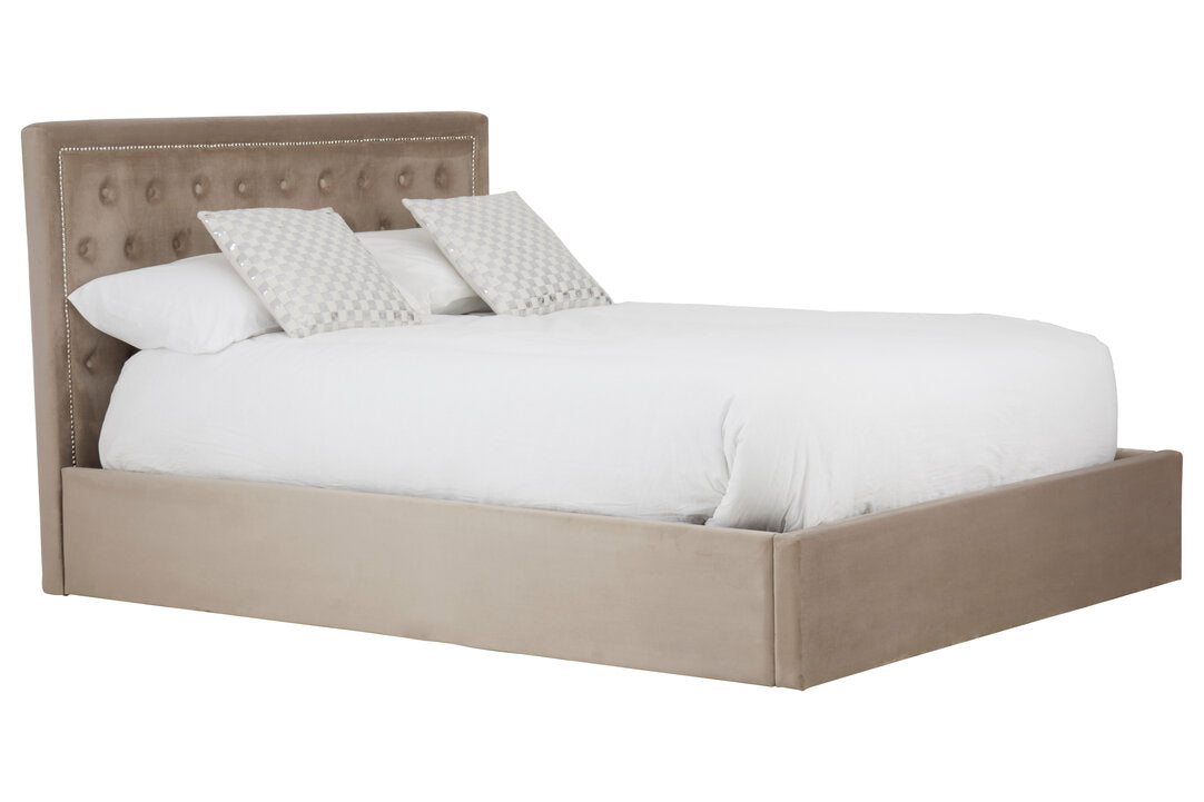 Brighton Mink Velvet Ottoman King Bed