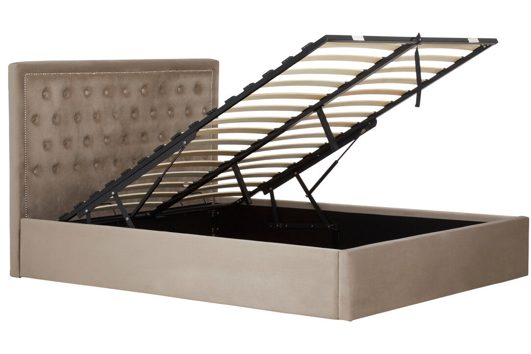 Brighton Mink Velvet Ottoman King Bed