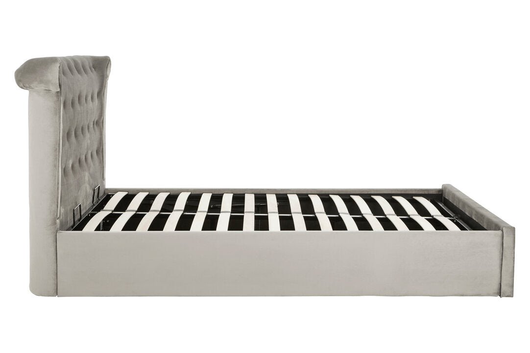 Bath Grey Brushed Velvet Ottoman King Bed