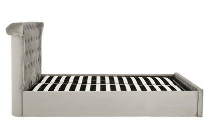 Bath Grey Brushed Velvet Ottoman King Bed