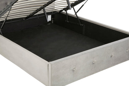 Bath Grey Brushed Velvet Ottoman King Bed