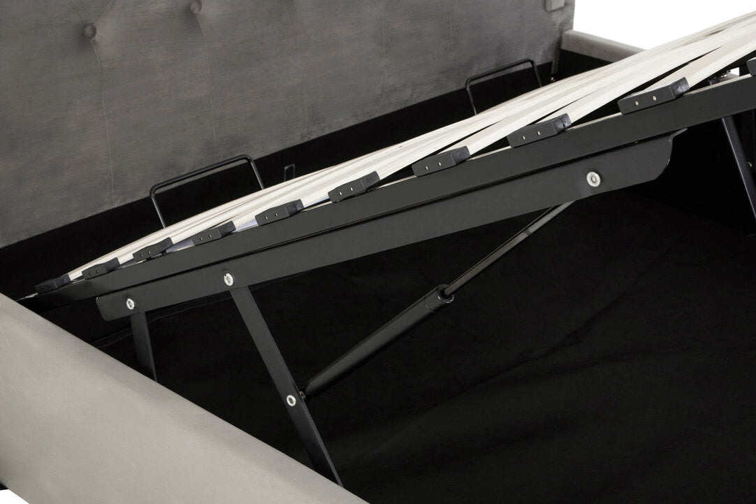 Bath Grey Brushed Velvet Ottoman King Bed