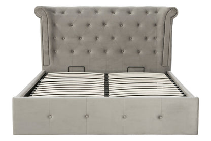 Bath Grey Brushed Velvet Ottoman King Bed
