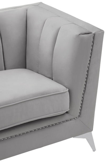 Seville Two Seat Grey Velvet Sofa