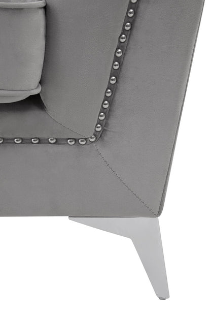 Seville Two Seat Grey Velvet Sofa