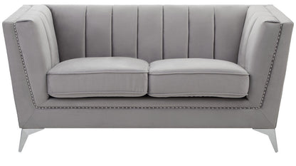 Seville Two Seat Grey Velvet Sofa