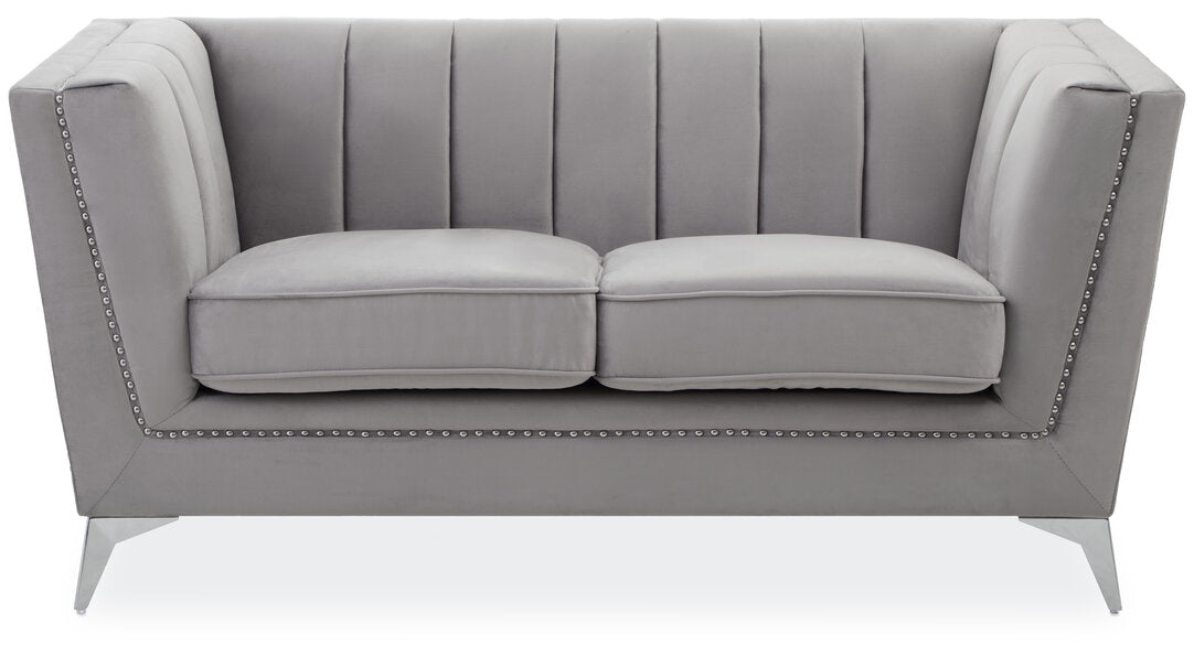 Seville Two Seat Grey Velvet Sofa