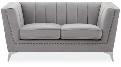 Seville Two Seat Grey Velvet Sofa