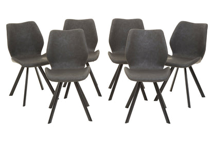 Cordoba Round Marble Effect Dining Table with 6 Chairs Set