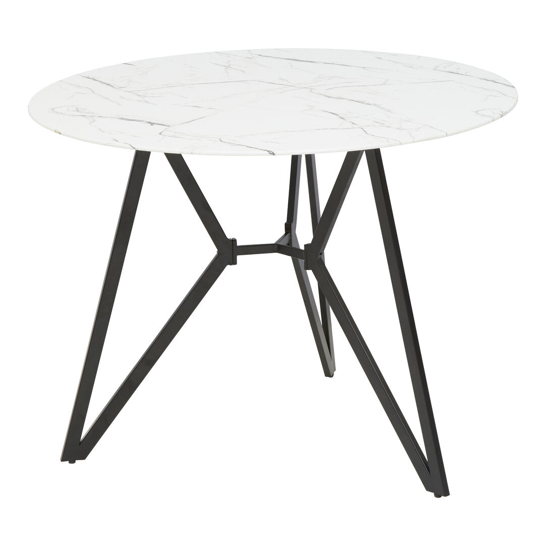 Cordoba Round Marble Effect Dining Table with 6 Chairs Set