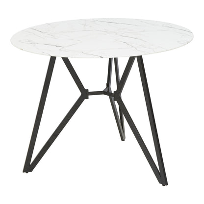 Cordoba Round Marble Effect Dining Table with 6 Chairs Set