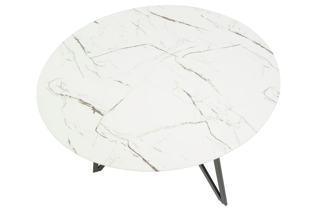 Cordoba Round Marble Effect Dining Table with 6 Chairs Set