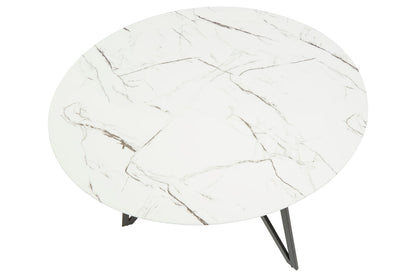 Cordoba Round Marble Effect Dining Table with 6 Chairs Set