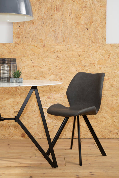 Cordoba Round Marble Effect Dining Table with 6 Chairs Set