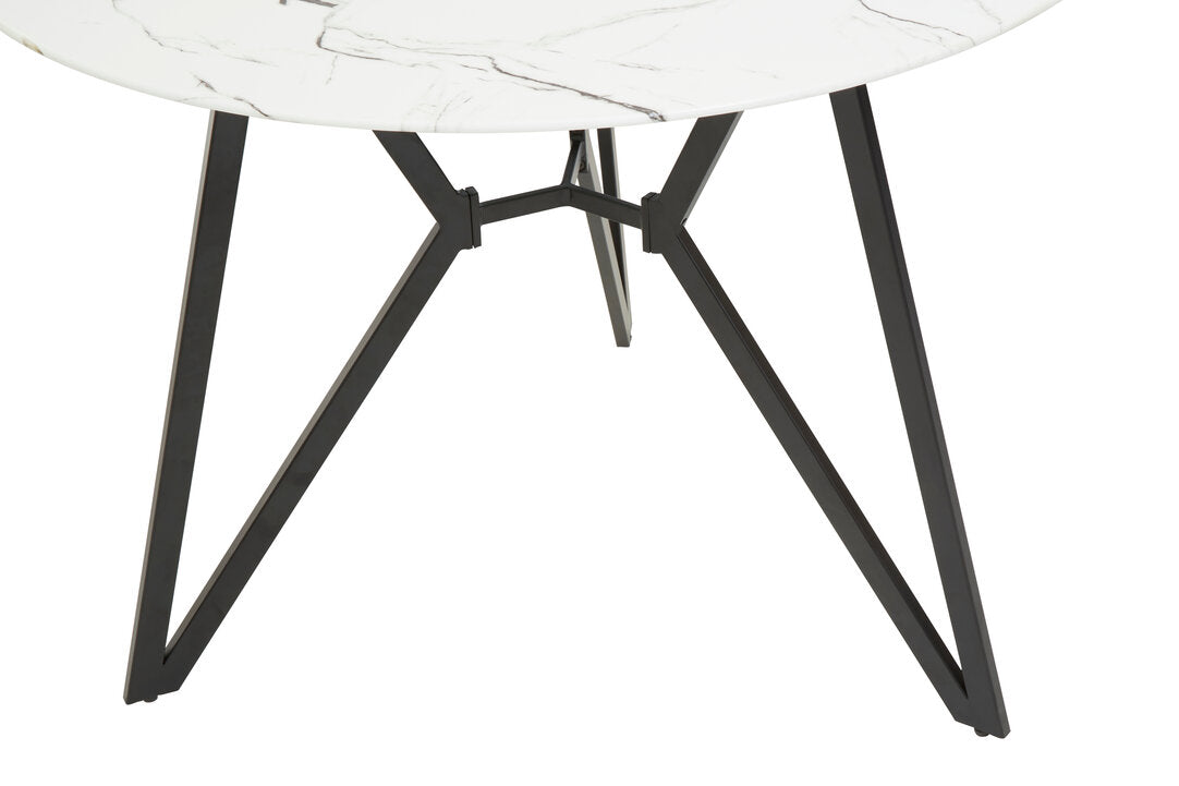 Cordoba Round Marble Effect Dining Table with 6 Chairs Set