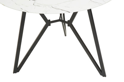 Cordoba Round Marble Effect Dining Table with 6 Chairs Set