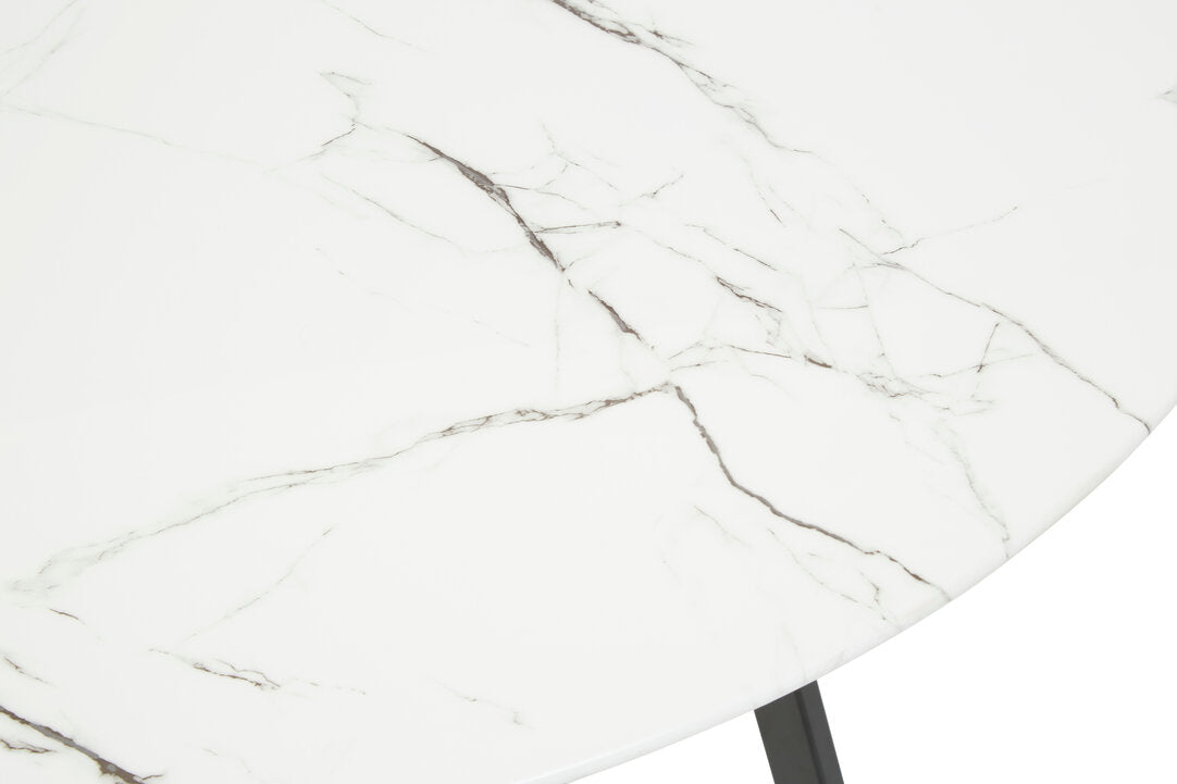 Cordoba Round Marble Effect Dining Table with 6 Chairs Set