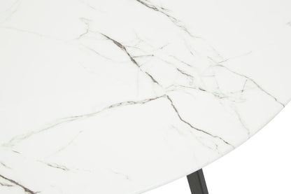 Cordoba Round Marble Effect Dining Table with 6 Chairs Set