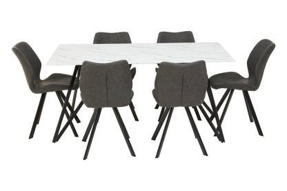 Cordoba Marble Effect Dining Table with 6 Chairs Set