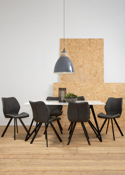 Cordoba Marble Effect Dining Table with 6 Chairs Set