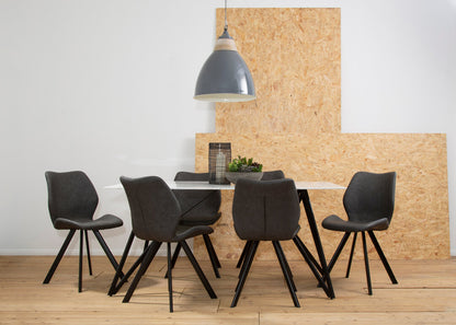 Cordoba Marble Effect Dining Table with 6 Chairs Set