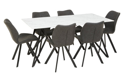 Cordoba Marble Effect Dining Table with 6 Chairs Set