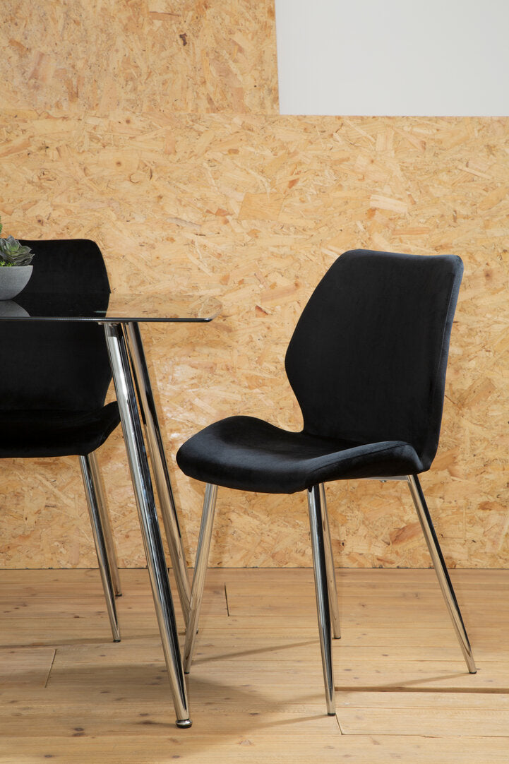 Laguna BlackTempered Glass Dining Table with 6 Chairs