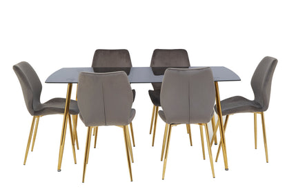 Laguna Smoked Glass Dining Table with 6 Chairs Set