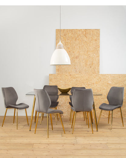 Laguna Smoked Glass Dining Table with 6 Chairs Set