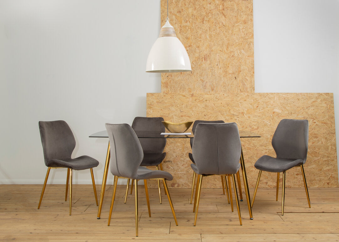 Laguna Smoked Glass Dining Table with 6 Chairs Set