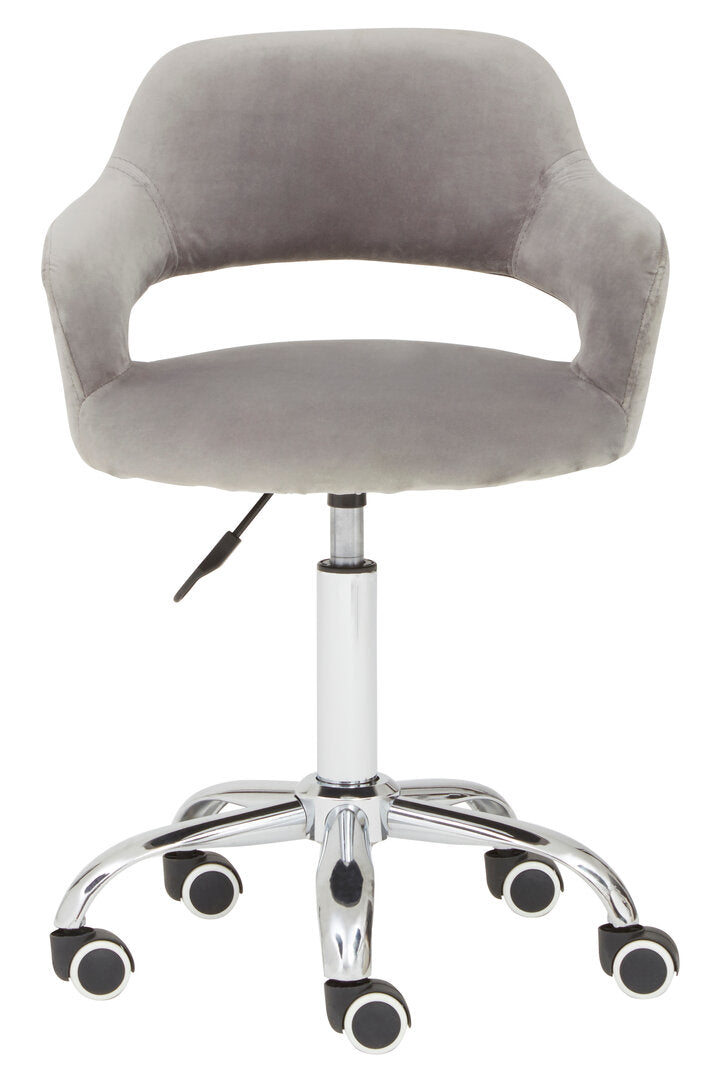 Aurora Grey Velvet Home Office Chair with Curved Back