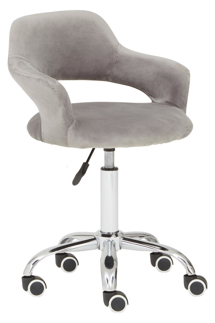 Aurora Grey Velvet Home Office Chair with Curved Back