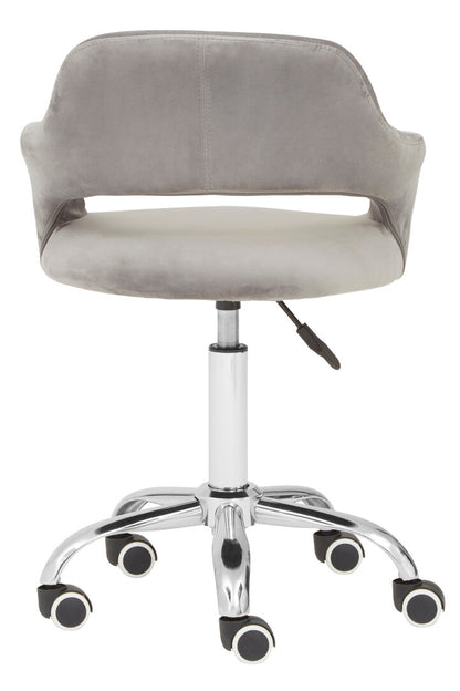 Aurora Grey Velvet Home Office Chair with Curved Back