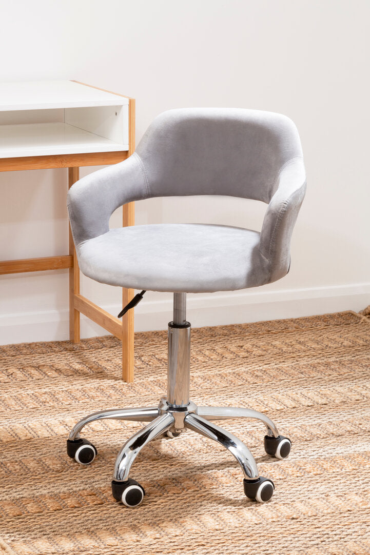 Aurora Grey Velvet Home Office Chair with Curved Back