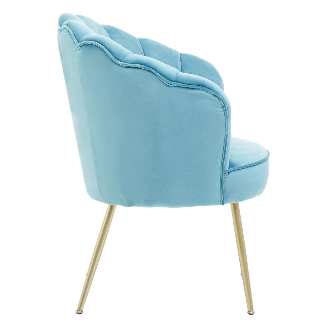 Whitby Aqua Velvet Scalloped Chair