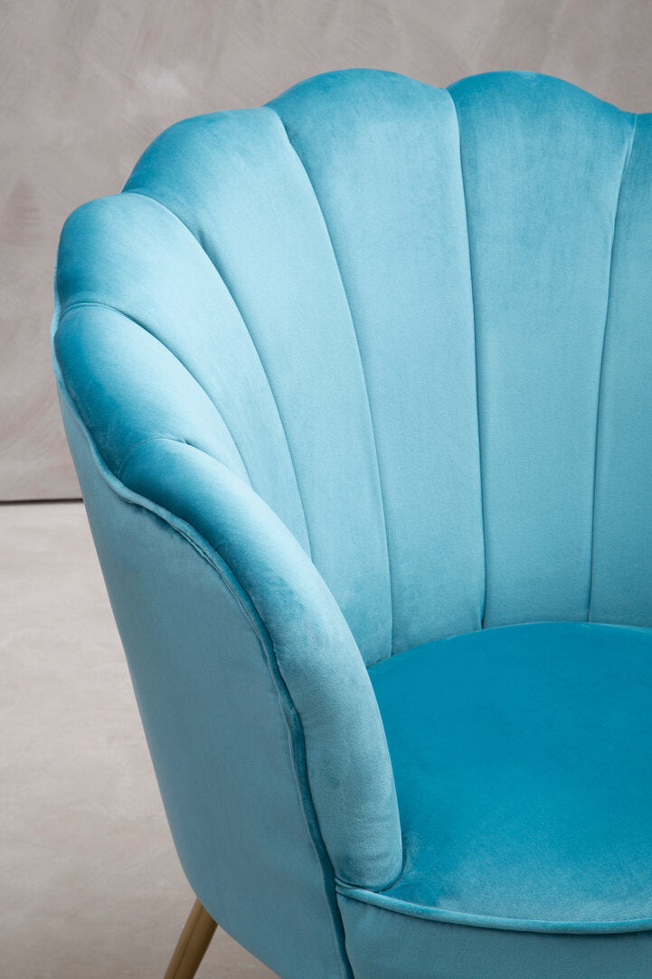 Whitby Aqua Velvet Scalloped Chair