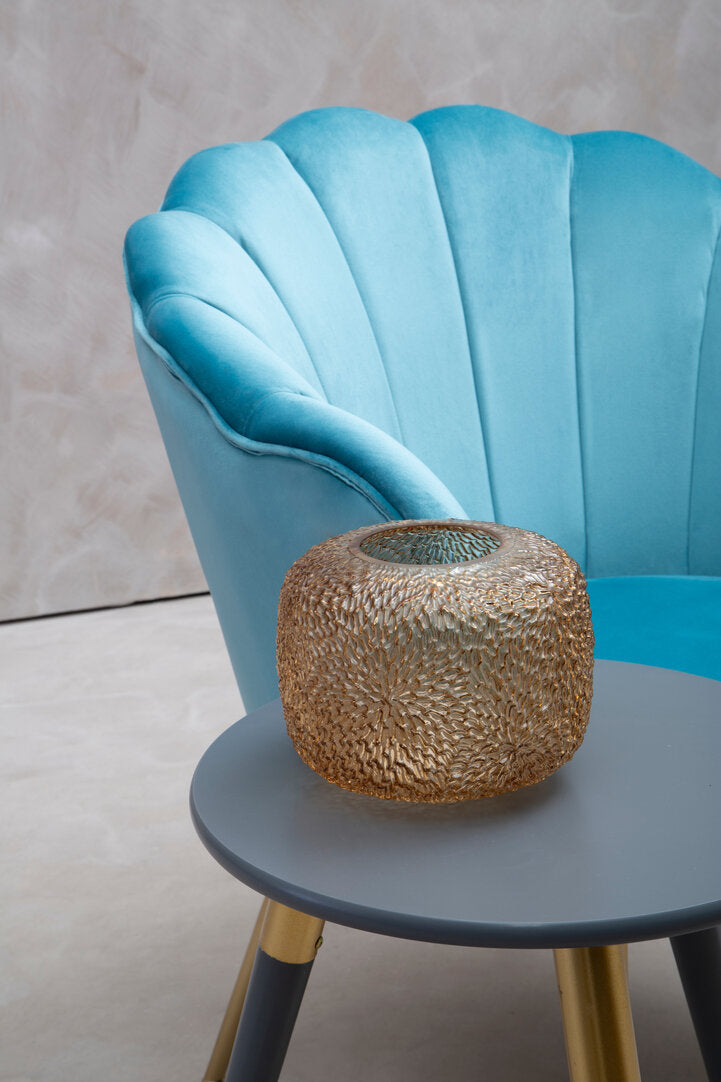 Whitby Aqua Velvet Scalloped Chair