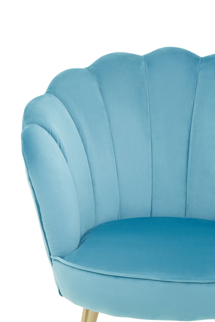 Whitby Aqua Velvet Scalloped Chair