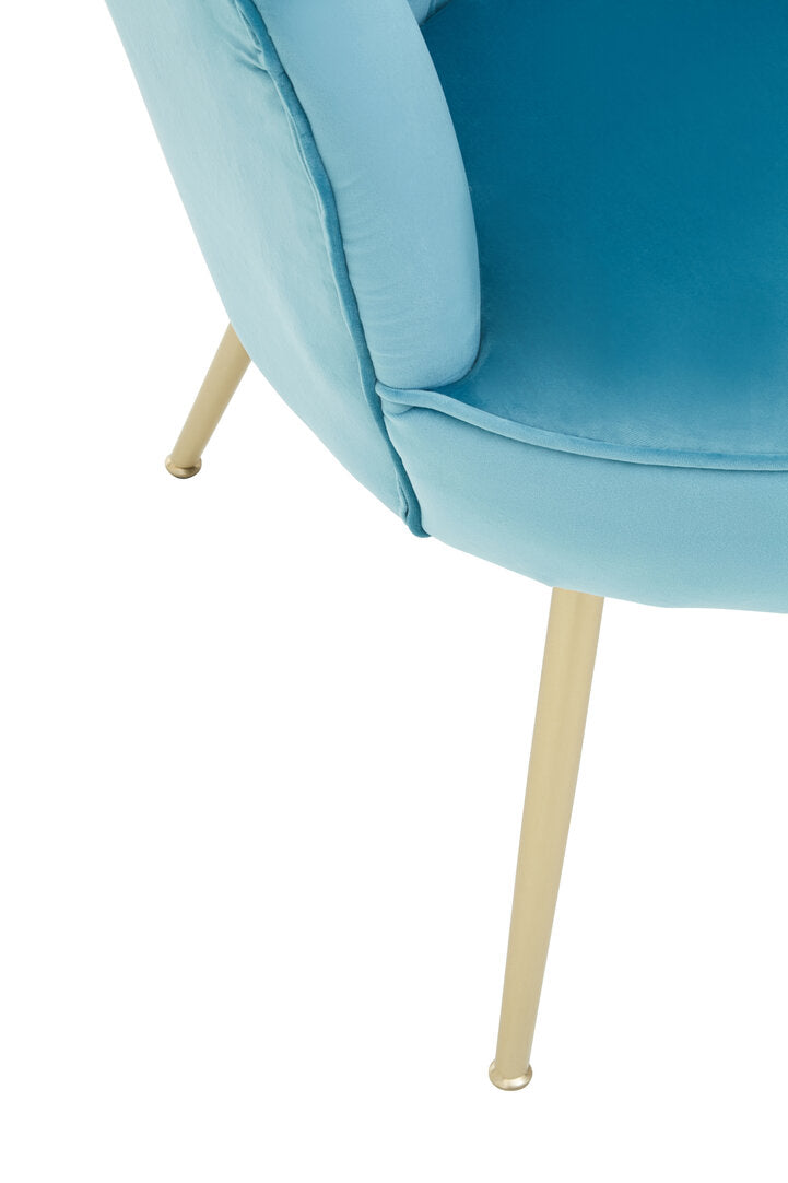Whitby Aqua Velvet Scalloped Chair